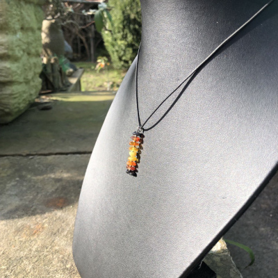 Five Amber Pendant necklace on vegan wax cord