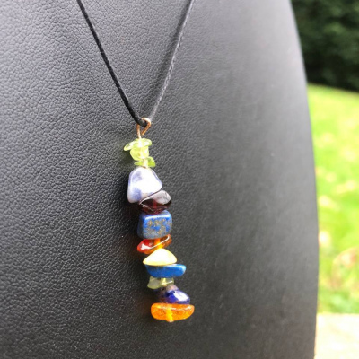 Crystal Necklace pendant and vegan wax cord