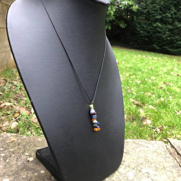 Crystal Necklace pendant and vegan wax cord